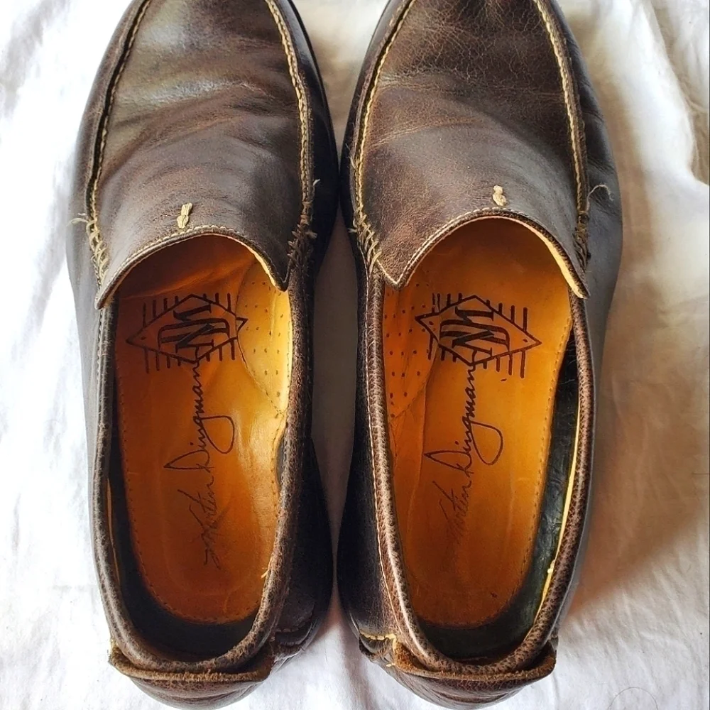 Martin Dingman Atomic Gel Slip On Driving Loafers Shoes Brown Size 9.5